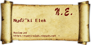 Nyéki Elek névjegykártya